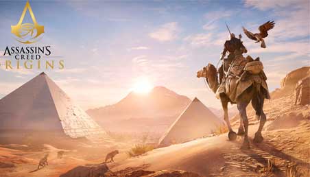 Imagen del juego Assassin's Creed donde va un hombre en un camello por el desierto.