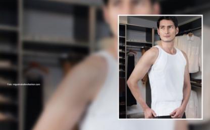 Modelo exhibe camiseta blindada creada por uniandino