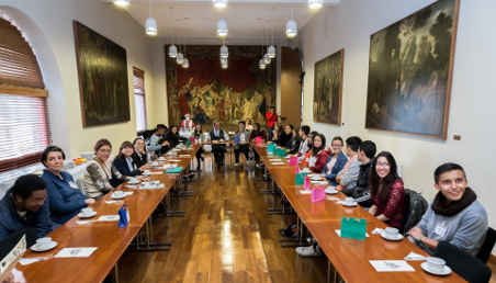 El calentado 'a la quiero estudiar' fue presentado ante el rector de la Universidad de los Andes Pablo Navas durante el primer Chocolate con el Rector. 
