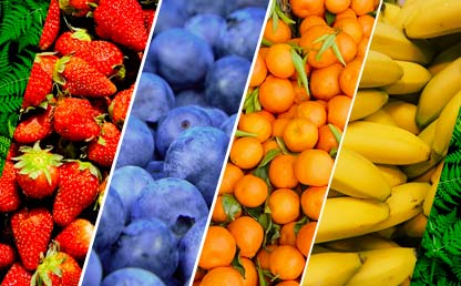 Composición gráfica de varias frutas