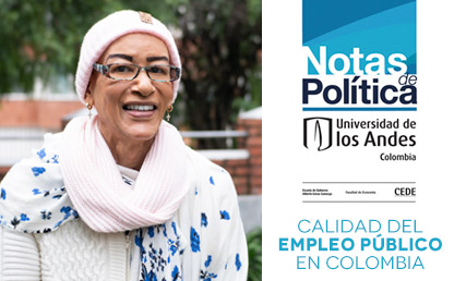 Mujer con gorro y sombrero. Al lado el texto Notas de política calidad del empleo público en Colombia.