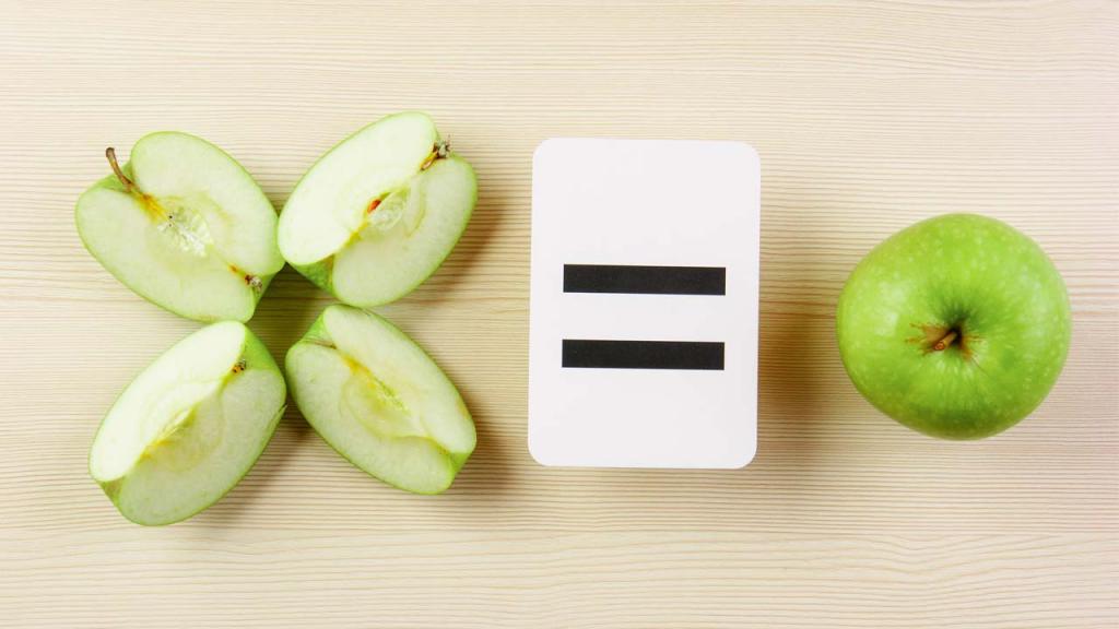 Imagen de manzanas en fracciones