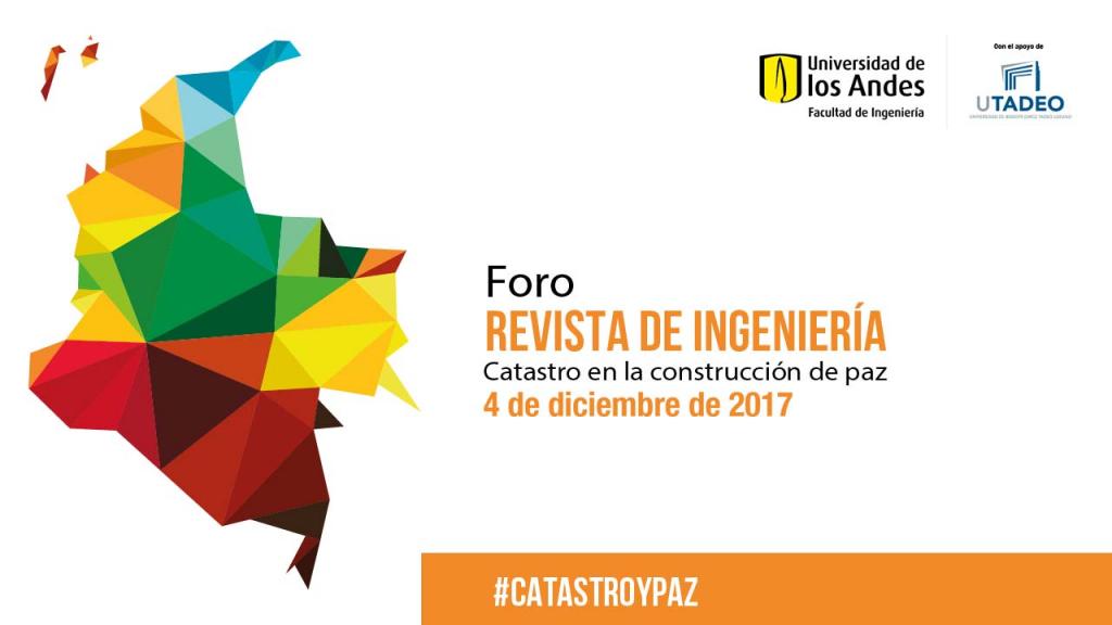 Mapa de Colombia con invitación al Foro: Catastro en la construcción de paz