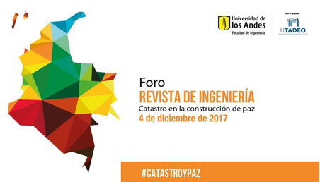 Mapa de Colombia con invitación al Foro: Catastro en la construcción de paz