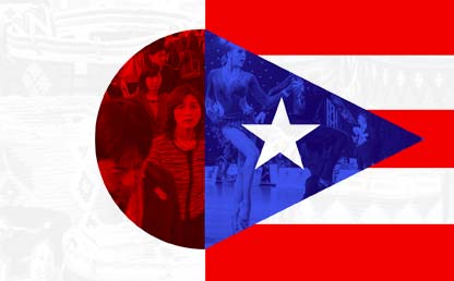 Banderas de los países de Japón y Puerto Rico.